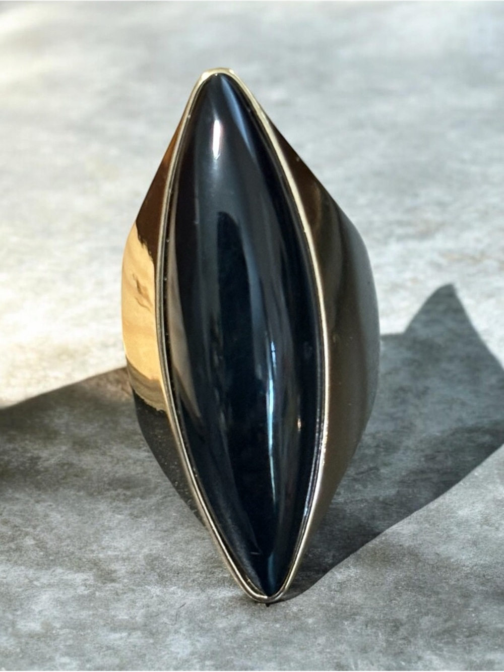 Black Marquise Statement Ring -